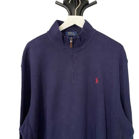 NWT Polo Ralph Lauren Classic Estate-Rib Quarter-Zip Pullover Men Size XXL Navy - Picture 6 of 15